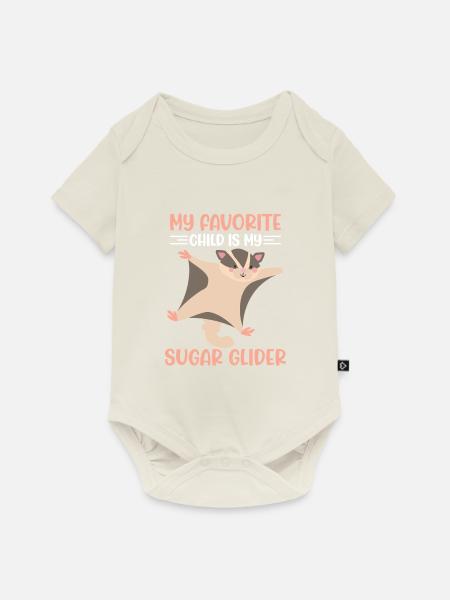 Kurzkopfgleitbeutler - Baby Premium Kurzarmbody - Naturweiß