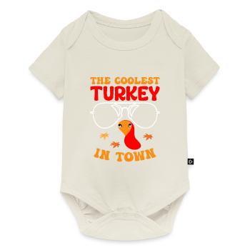 Trruthahn Thanksgiving Conception drôle - Body à manches courtes Premium Bébé - blanc cassé - Devant