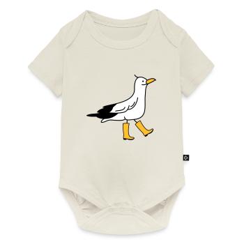 Funny seagull with rubber boots - Baby Premium short-sleeve bodysuit - off white - Front