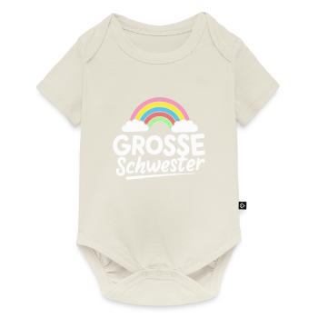 Große Schwester Regenbogen Schwangerschaft - Baby Premium Kurzarmbody - Naturweiß - Vorne