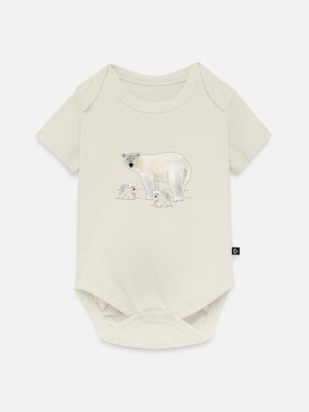 Eisbär mit zwei Jungen - Baby Premium Kurzarmbody - Naturweiß