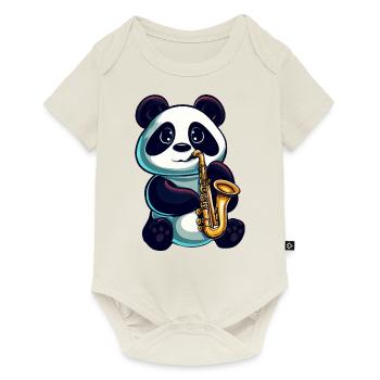 Panda Saxophones Classical Music Jazz - Baby Premium short-sleeve bodysuit - off white - Front