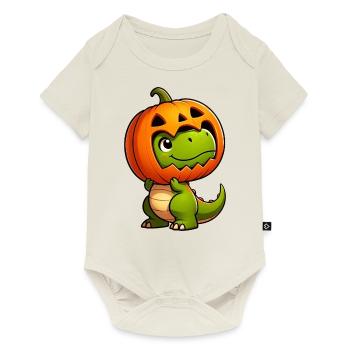 Halloween Dino Dinosaur T-Rex Pumpkin Hat Helmet - Baby Premium short-sleeve bodysuit - off white - Front