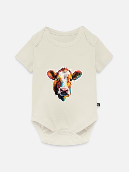 Rind bunt - Baby Premium Kurzarmbody - Naturweiß