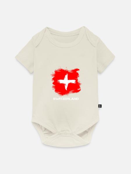 Switzerland Schweiz Suisse Flagge - Baby Premium Kurzarmbody - Naturweiß