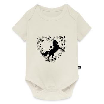 Horse Flowers and Hearts - Baby Premium short-sleeve bodysuit - off white - Front