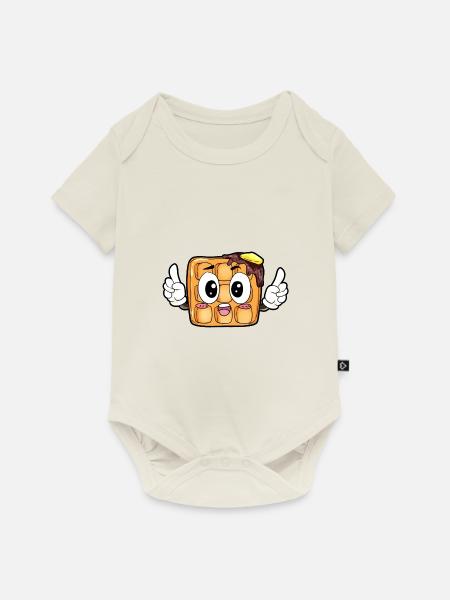 Waffel Essen Feinschmecker Geschenk - Baby Premium Kurzarmbody - Naturweiß