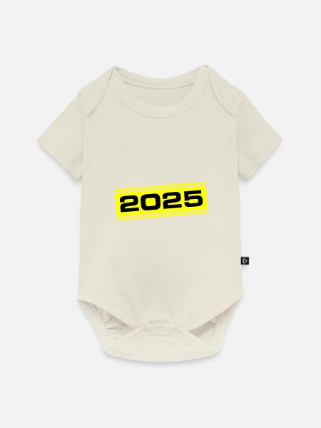 2025 Jahr - Baby Premium Kurzarmbody - Naturweiß