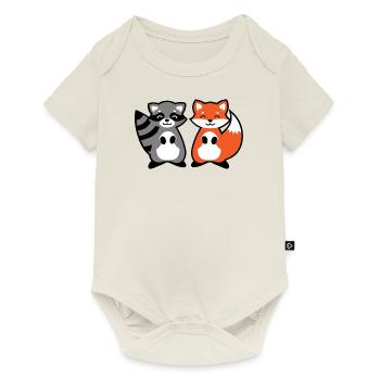 Raccoon and Fox - raccoon and fox gift child - Baby Premium short-sleeve bodysuit - off white - Front