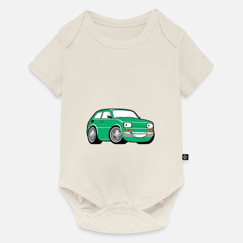 voiture de course vert dessin animé enfant en bas âge classique - Body à manches courtes Premium Bébé - blanc cassé