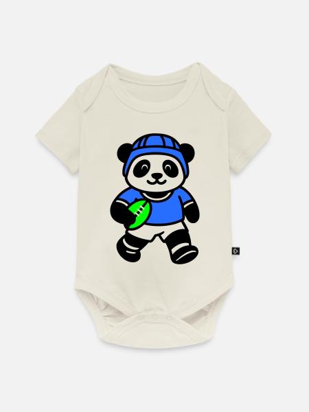 Panda-Rugby - Baby Premium Kurzarmbody - Naturweiß