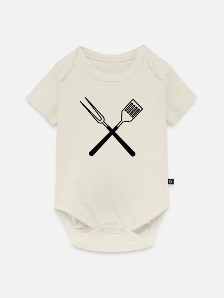 Grillbesteck - Baby Premium Kurzarmbody - Naturweiß