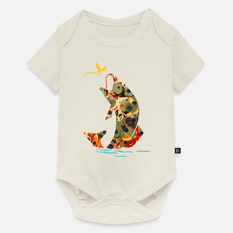 fisch mit libelle e 41 - Baby Premium Kurzarmbody - Naturweiß