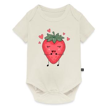 Erdbeeren und glück - Baby Premium Kurzarmbody - Naturweiß - Vorne