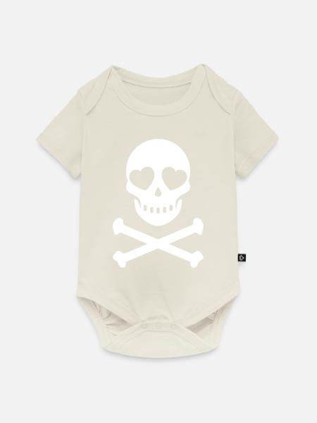 Herzaugenschädel - Baby Premium Kurzarmbody - Naturweiß