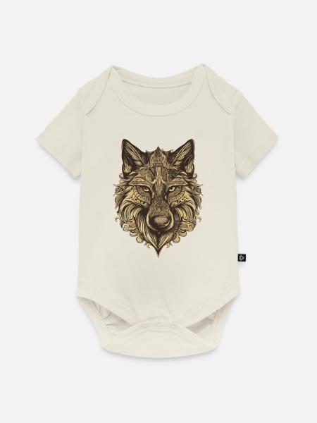 Wolf Portrait - Baby Premium Kurzarmbody - Naturweiß