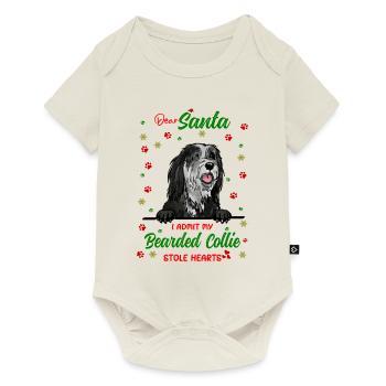 Bearded Collie Hund Weihnachten Hunderasse - Baby Premium Kurzarmbody - Naturweiß - Vorne