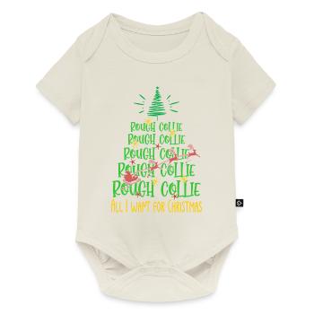 Rough Collie Hund Weihnachten Hunderasse - Baby Premium Kurzarmbody - Naturweiß - Vorne