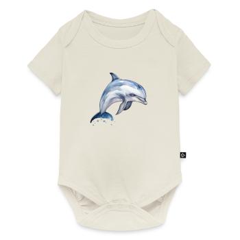 Aquarell Delphin - Baby Premium Kurzarmbody - Naturweiß - Vorne