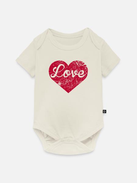 Love Heart - Baby Premium Kurzarmbody - Naturweiß