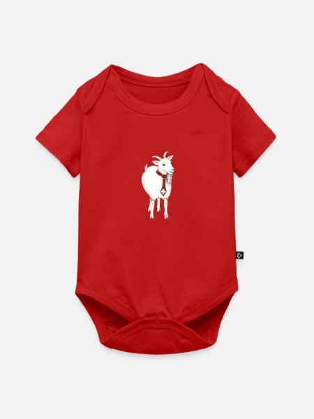 Lustige "Ziege mit schweizer Kravatte" - Baby Premium Kurzarmbody - Rot