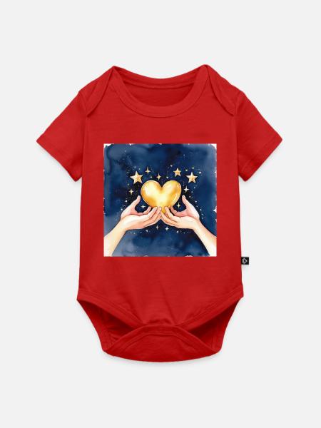 Goldherz im Sternenhimmel - Baby Premium Kurzarmbody - Rot