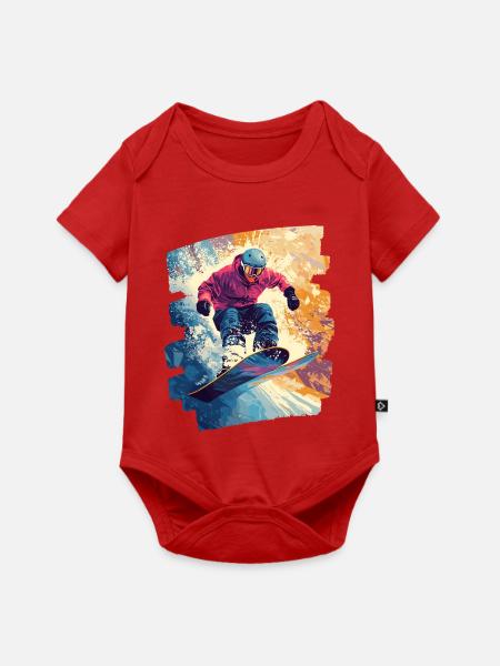 Snowboarder Pulverschnee - Baby Premium Kurzarmbody - Rot