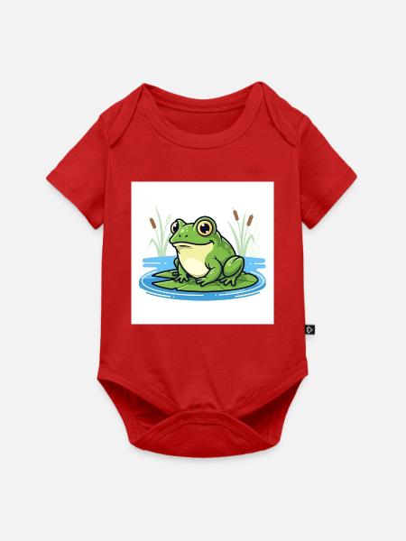 Charmanter Frosch auf Seerose - Baby Premium Kurzarmbody - Rot