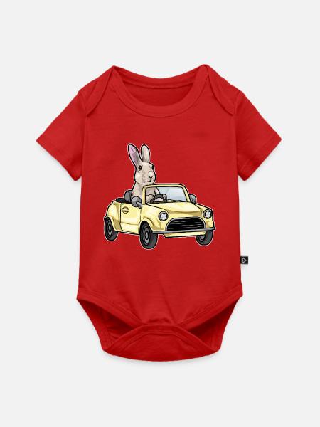 Hase Auto - Baby Premium Kurzarmbody - Rot