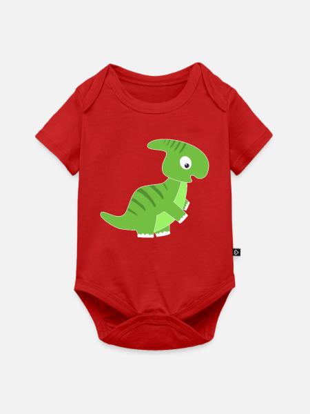 Grüner Dinosaurier Kinderdesign - Baby Premium Kurzarmbody - Rot