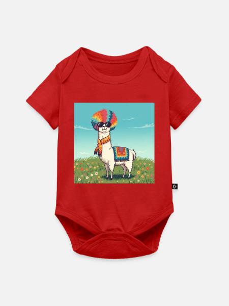 Funky Regenbogen Lama - Baby Premium Kurzarmbody - Rot