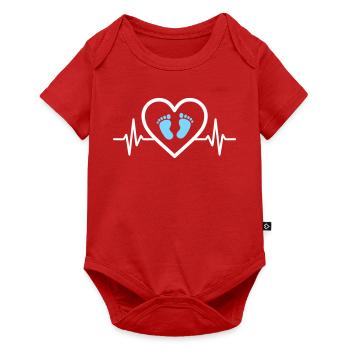 Pregnancy Announcement Heart Blue Footprints Boy - Baby Premium short-sleeve bodysuit - red - Front