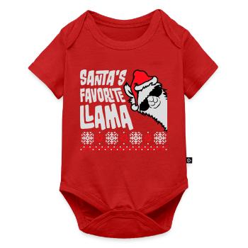 Santa's Favorite Llama Cool Side Sunglasses - Baby Premium short-sleeve bodysuit - red - Front