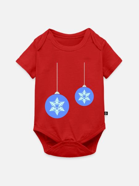 Weihnachtskugel Schneeflocken Blau Ornament - Baby Premium Kurzarmbody - Rot