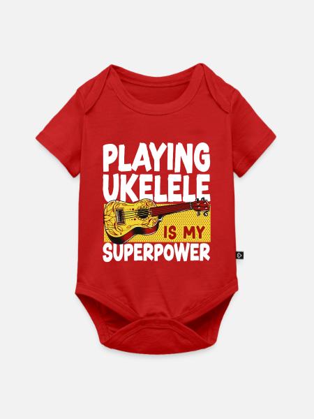 Hawaiian Ukulele Uke Playing - Baby Premium Kurzarmbody - Rot