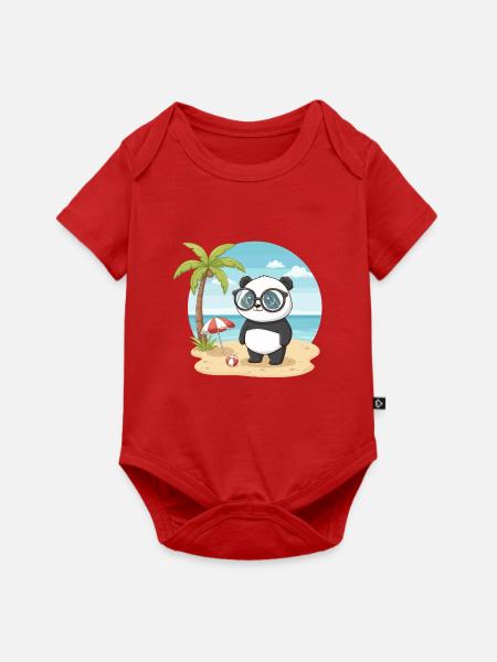 Süßer Panda mit Brille Strand-Sommerurlaub - Baby Premium Kurzarmbody - Rot