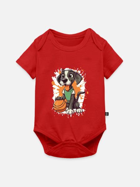 Basketball Hund Cartoon - Baby Premium Kurzarmbody - Rot