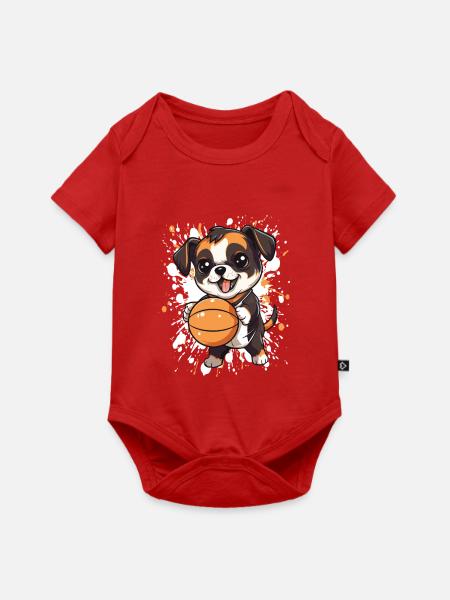 Basketball-Hundchen Spielspaß - Baby Premium Kurzarmbody - Rot