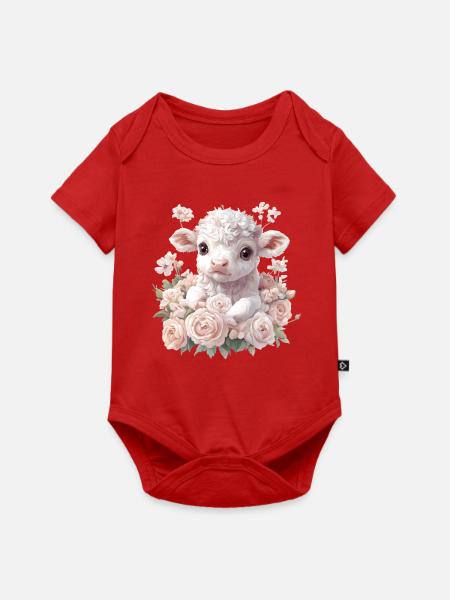 Zartes Lammchen mit Rosenkranz - Baby Premium Kurzarmbody - Rot