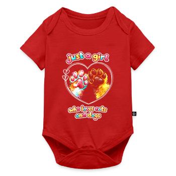 Just a Girl : Amour pour les chats et les chiens - Body à manches courtes Premium Bébé - rouge - Devant