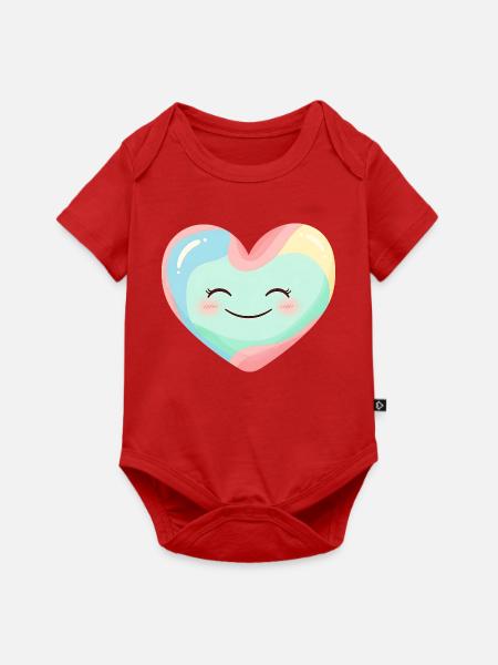 Pastellherz Lächelnd Regenbogen - Baby Premium Kurzarmbody - Rot