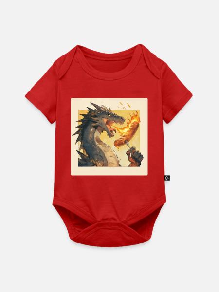 Drache grillt Bratwurst - Baby Premium Kurzarmbody - Rot