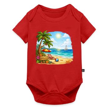 Bienvenue sur la plage tropicale - Body à manches courtes Premium Bébé - rouge - Devant