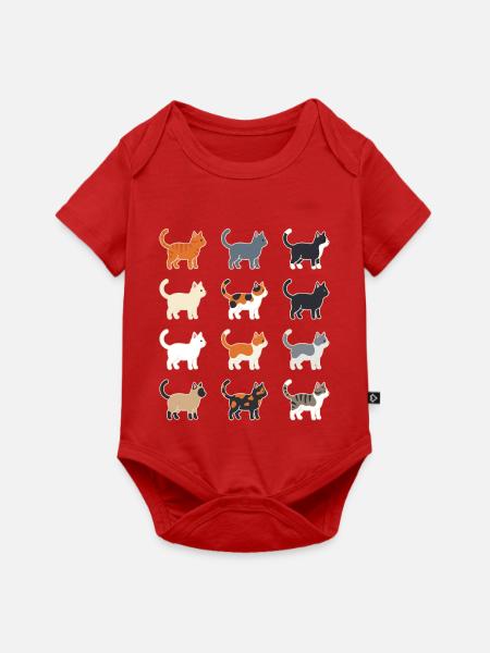 Katzen Illustration Raster - Baby Premium Kurzarmbody - Rot