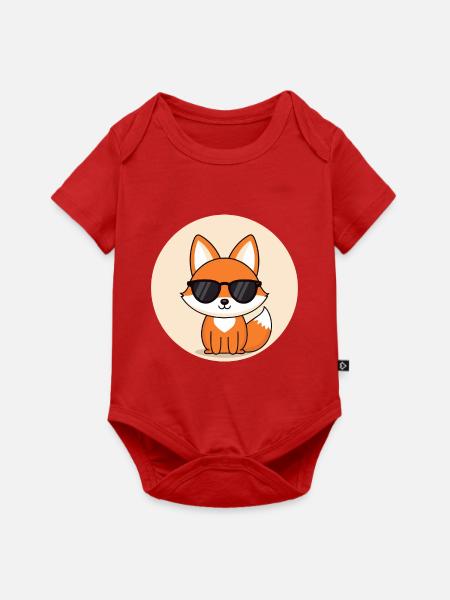 Fuchsabzeichen mit schwarzer Brille - Baby Premium Kurzarmbody - Rot