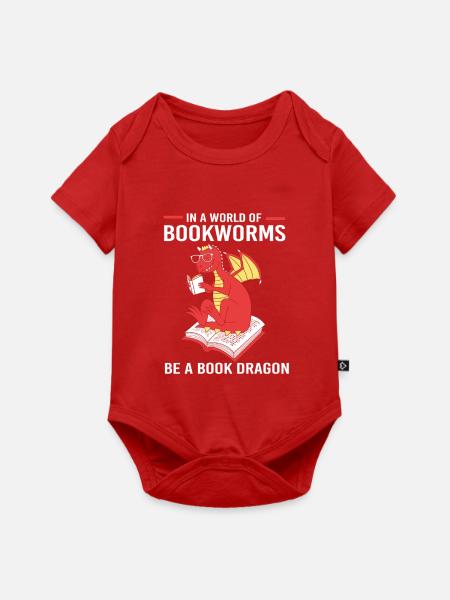 Bibliothek Bücherwurm - Baby Premium Kurzarmbody - Rot