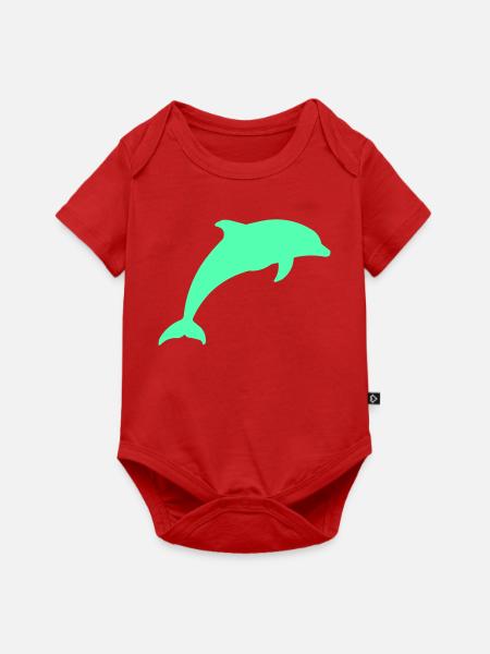 Leuchtender Delfin Silhouette - Baby Premium Kurzarmbody - Rot