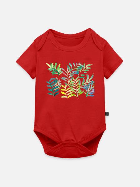 Wasserfarbene Blattzweige - Baby Premium Kurzarmbody - Rot