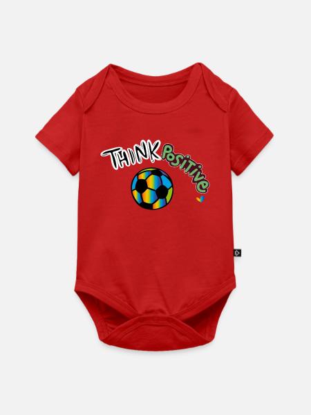 Think Positive Fußball - Baby Premium Kurzarmbody - Rot