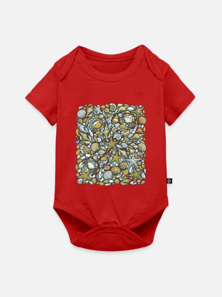 Muscheln Seesterne - Baby Premium Kurzarmbody - Rot